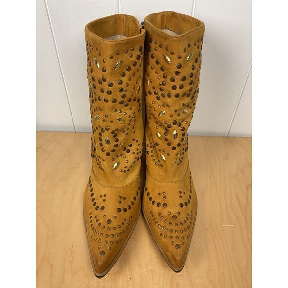 Sundance Leather Heavily Studded Side Zip Leather Made in Italy Boots Size 41 - Picture 6 of 8